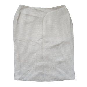 Lafayette 148 New York NWT Ivory Pencil Metallic Skirt Textured Solid 8